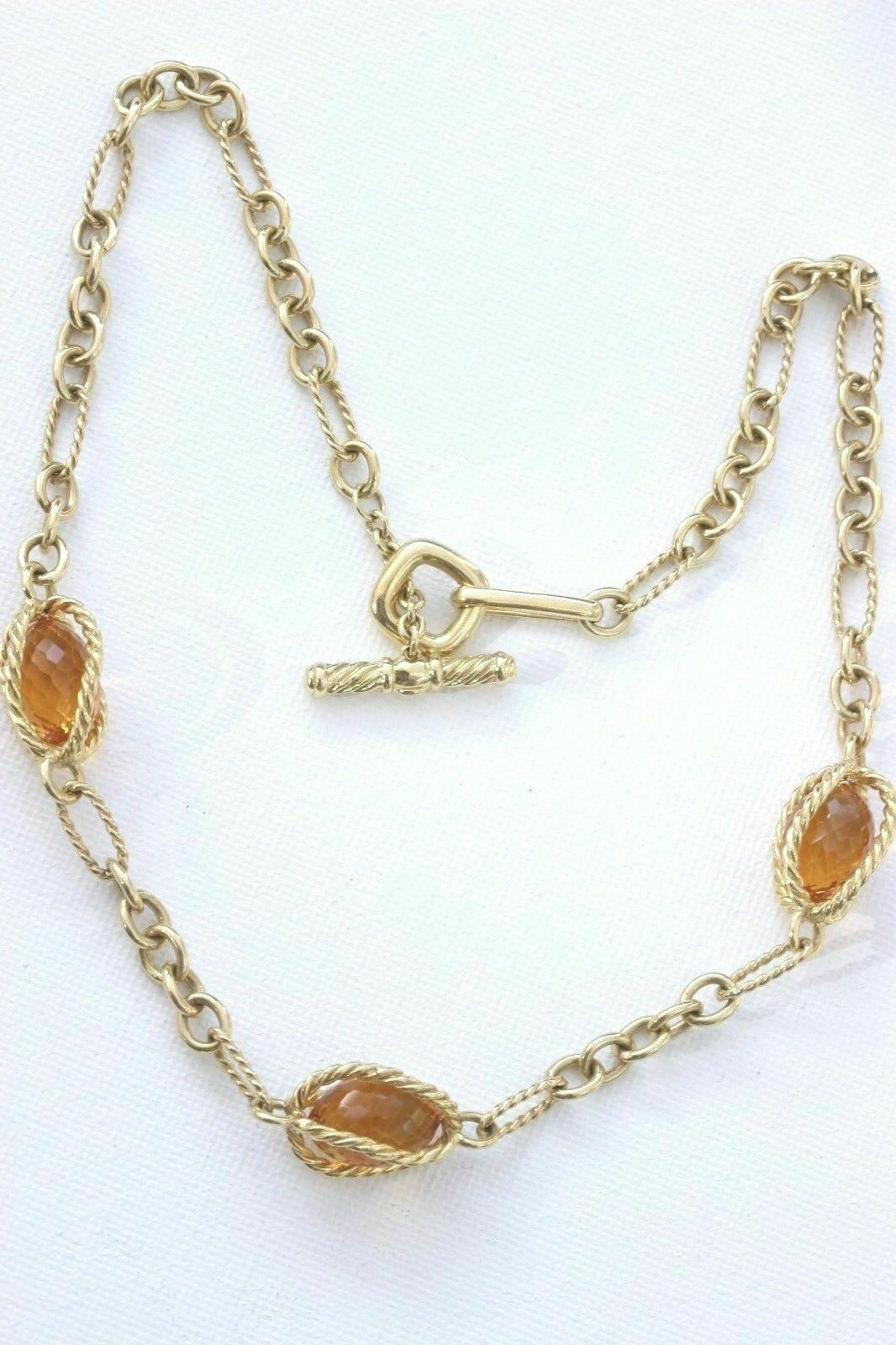 David Yurman Citrine 18k Yellow Gold Toggle Necklace
