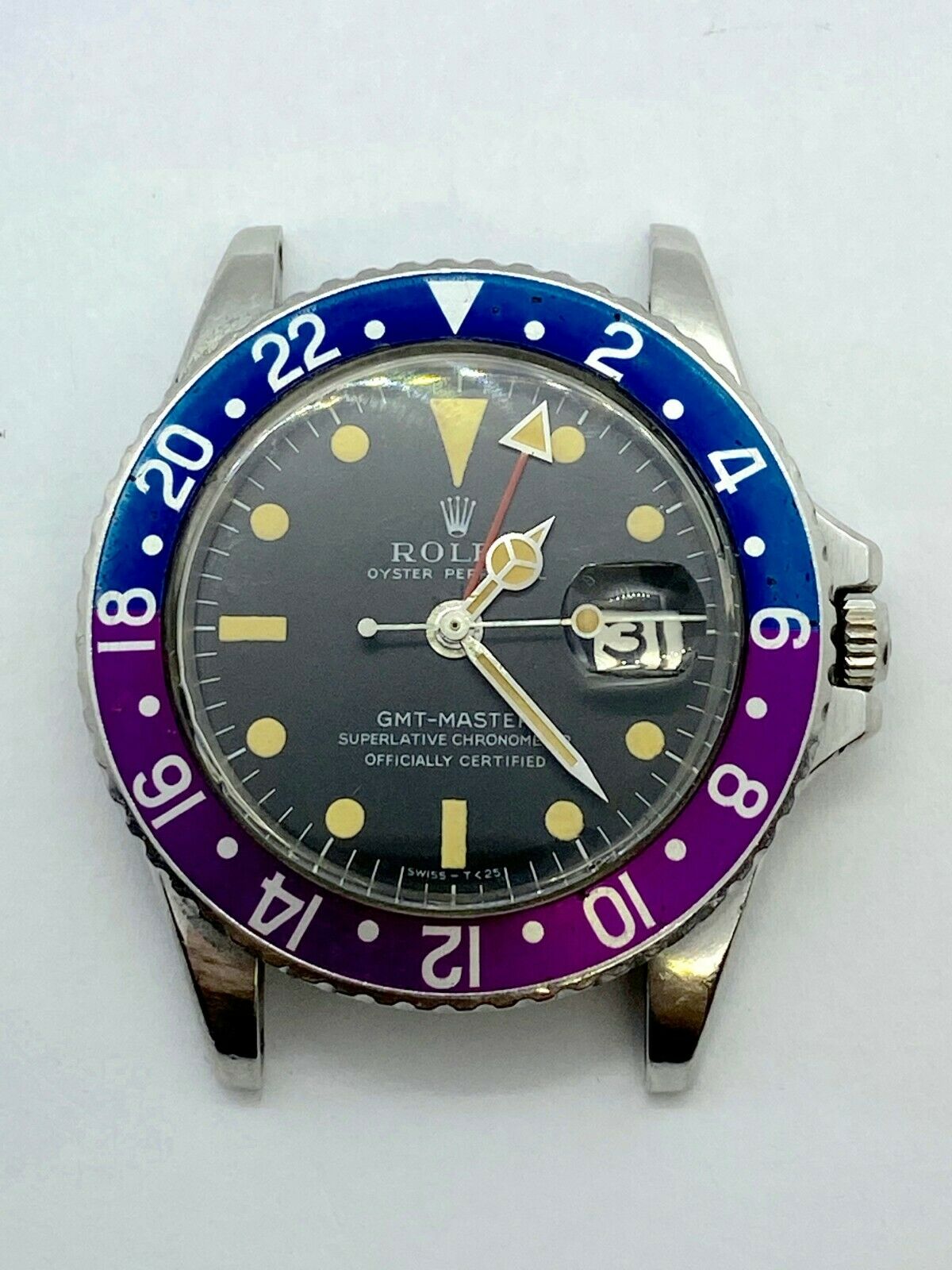 VINTAGE GMT Master 1675 Pepsi Fuchsia Stainless Steel LONG E RARE 1968