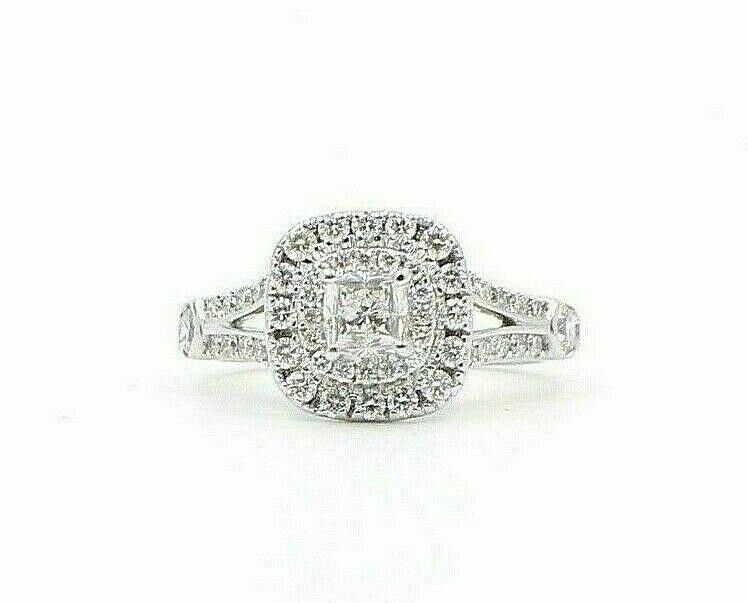 Celebration Cushion Diamond Engagement Ring Double Halo 1.20 tcw 18k White Gold