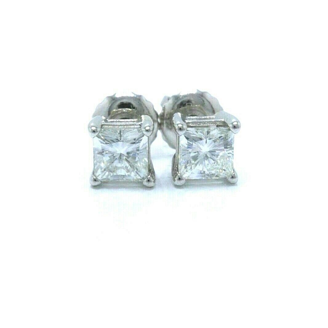 Celebration Princess Diamond Stud Earrings 0.98 tcw 18k White Gold $6,000 Retail