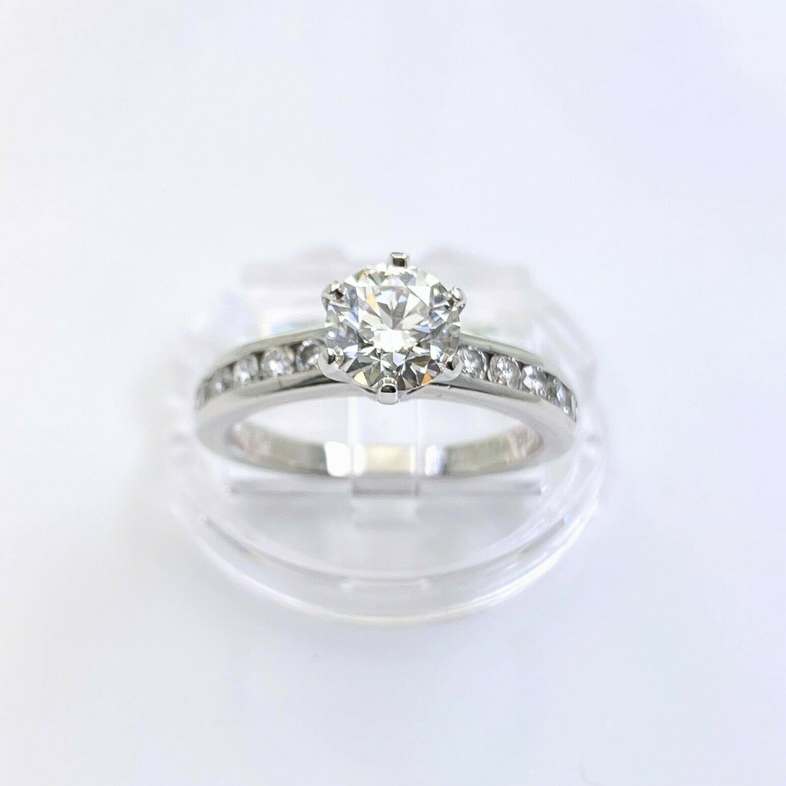 Tiffany  Co. Round Diamond 1.66 tcw Channel Set Band Engagement Ring Platinum
