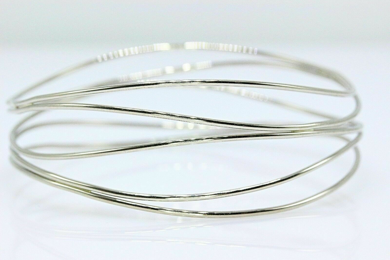 Tiffany  Co Elsa Peretti 18K White Gold 5 Row Wave Bracelet $3,500 Retail