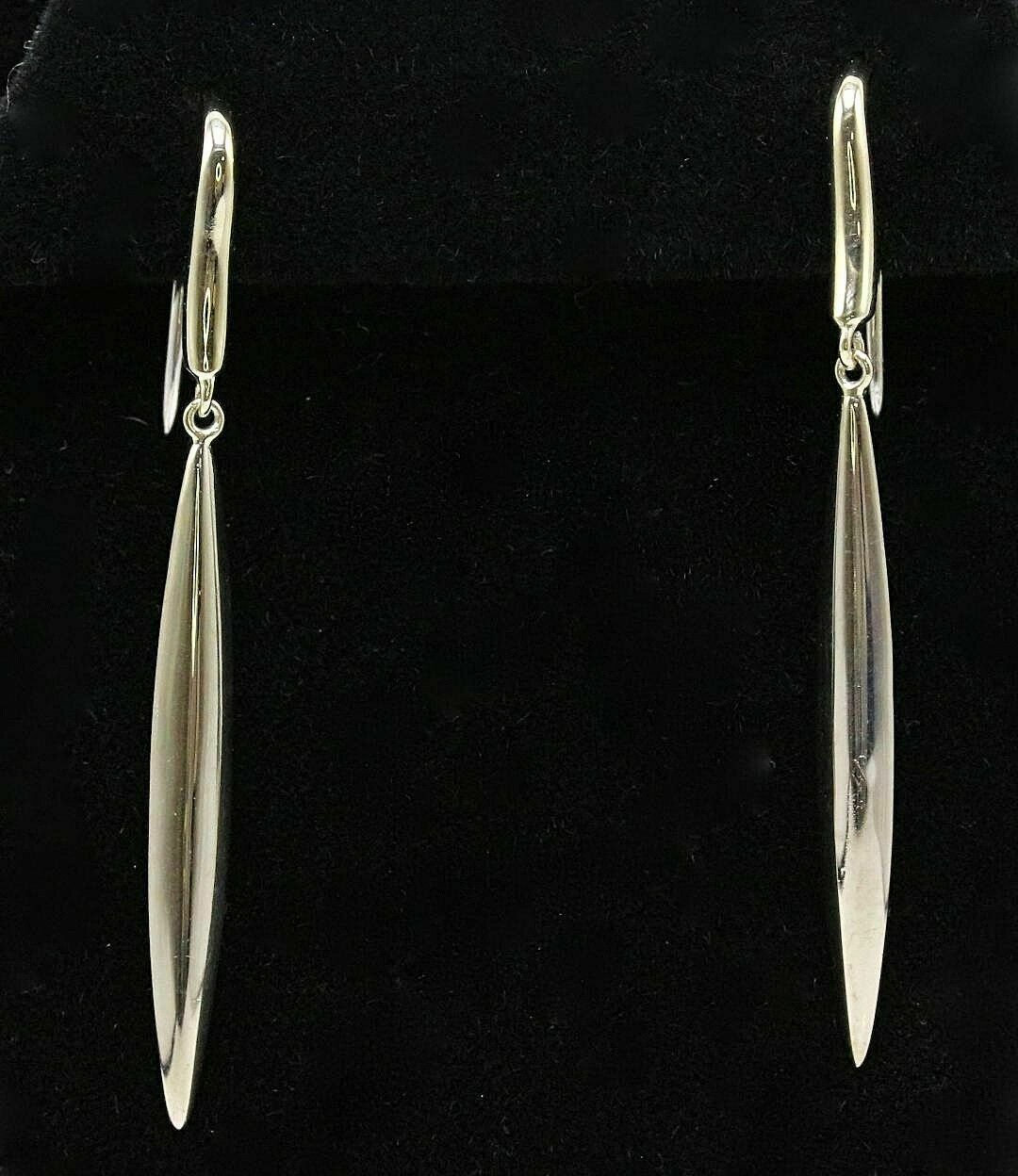 Tiffany  Co 18K White Gold Feather Hook Dangle Earrings