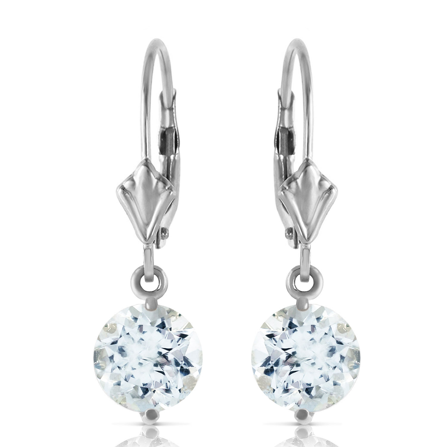 3.1 CTW 14K Solid White Gold Complacency Aquamarine Earrings