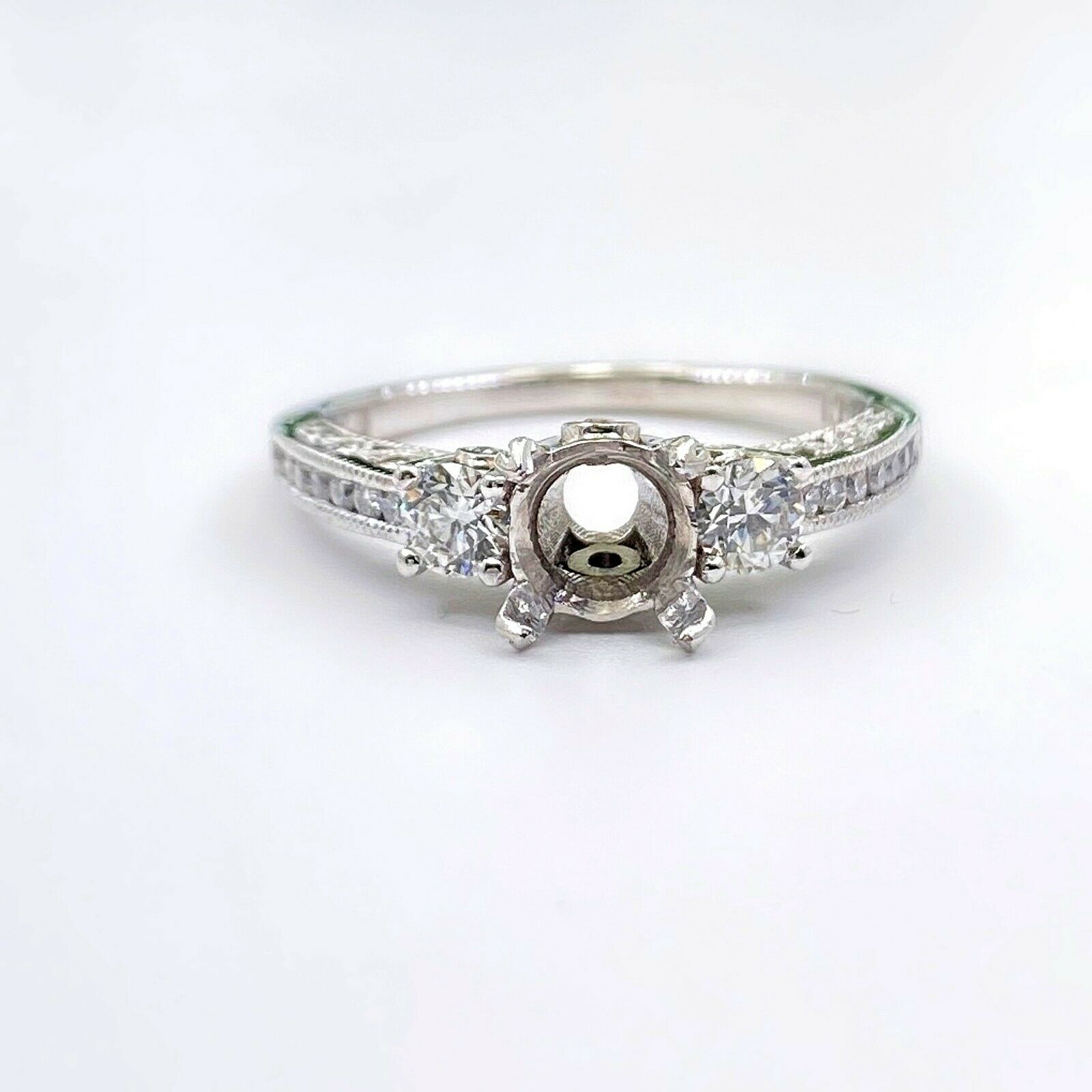 Tacori Semi Mount Engagement Ring Channel Set Diamonds HT2326 18kt White Gold