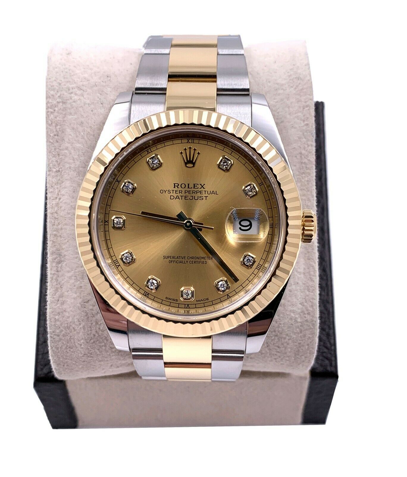 Rolex 126333 Datejust 41 Diamond Dial 18K Stainless Steel Box Papers 2019