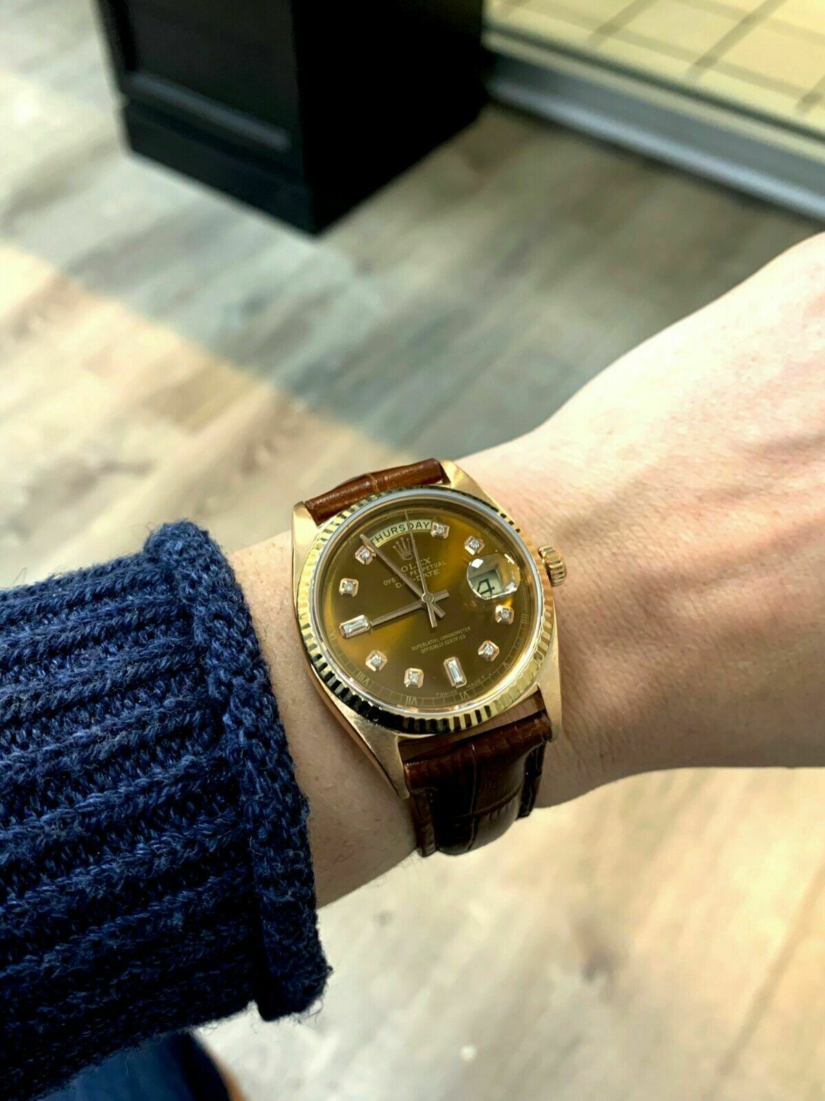 Rolex President Day Date 1803 Chocolate Diamond Dial 18K Rose Gold