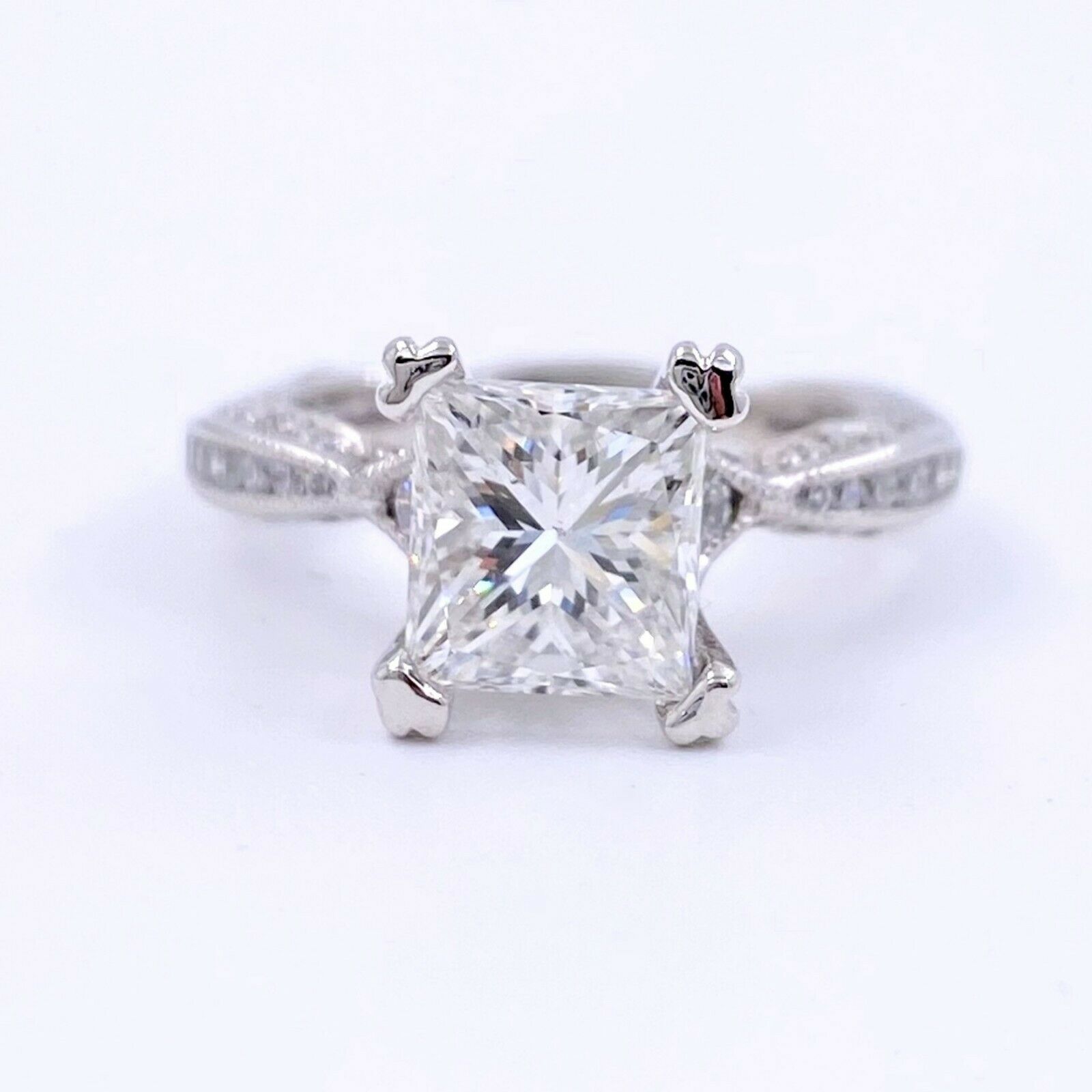 TACORI Crescent Princess Diamond 1.81 tcw 18K White Gold Engagement Ring GIA