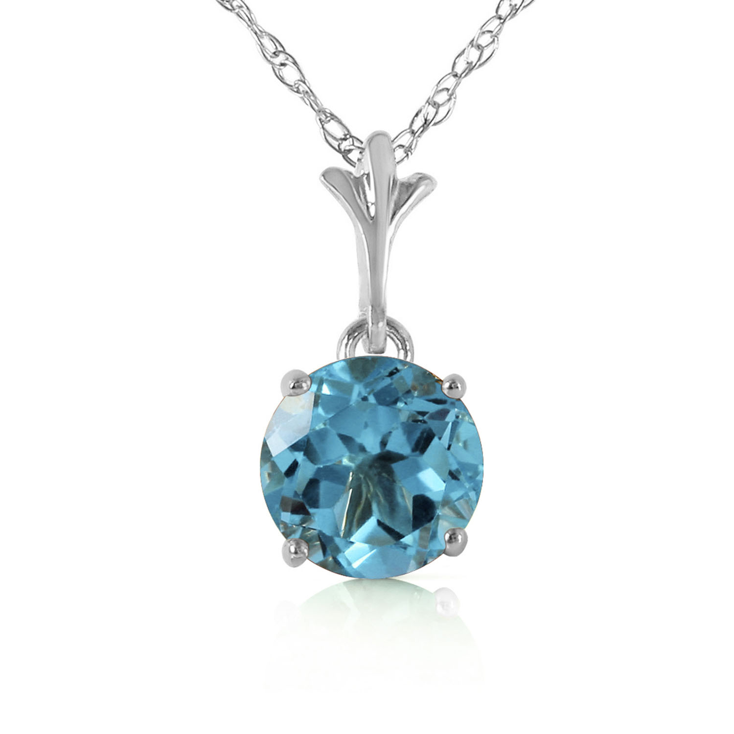 1.15 CTW 14K Solid White Gold Think Again Blue Topaz Necklace