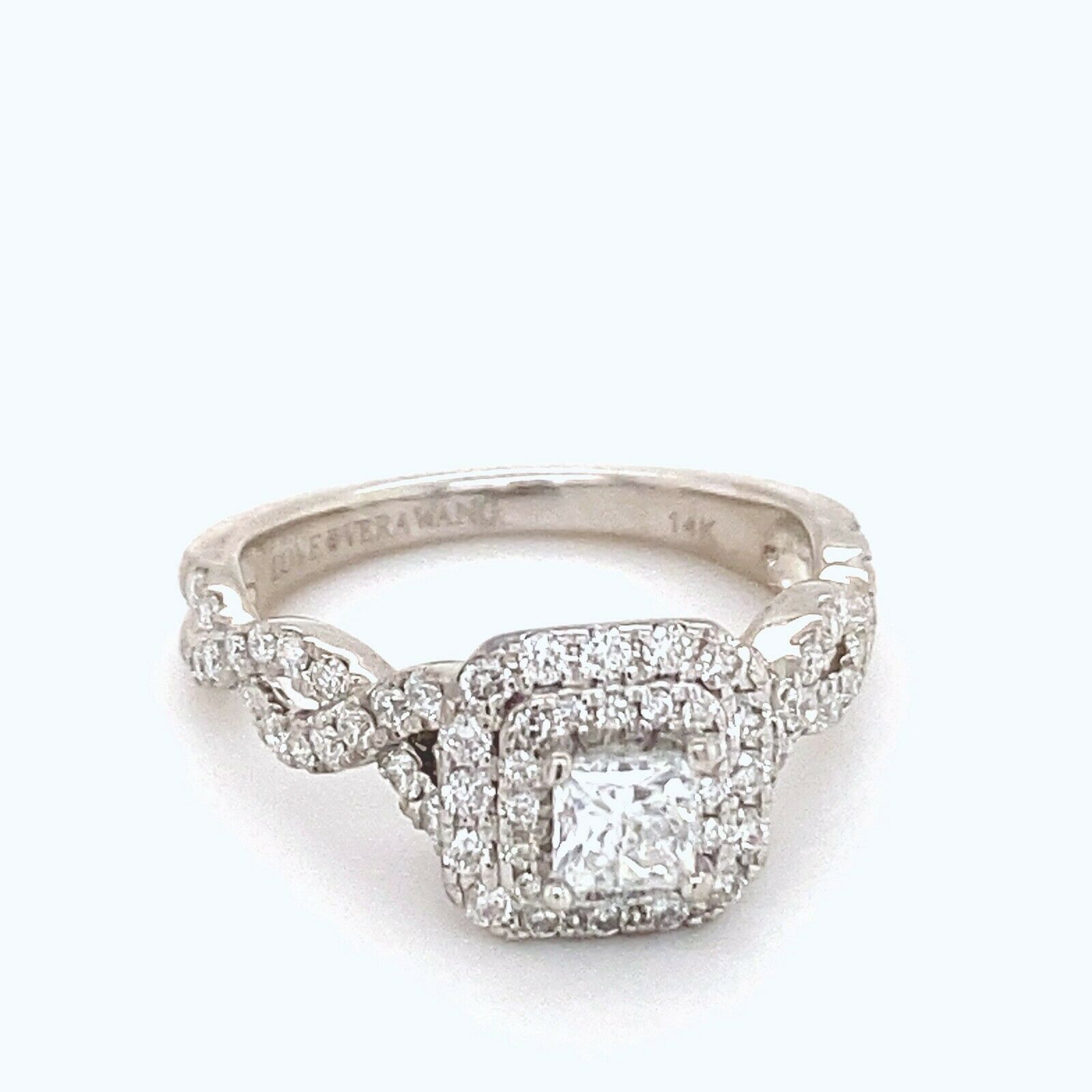 Vera Wang LOVE 1.00 tcw Princess Diamond Double Twist 14k WG Engagement Ring