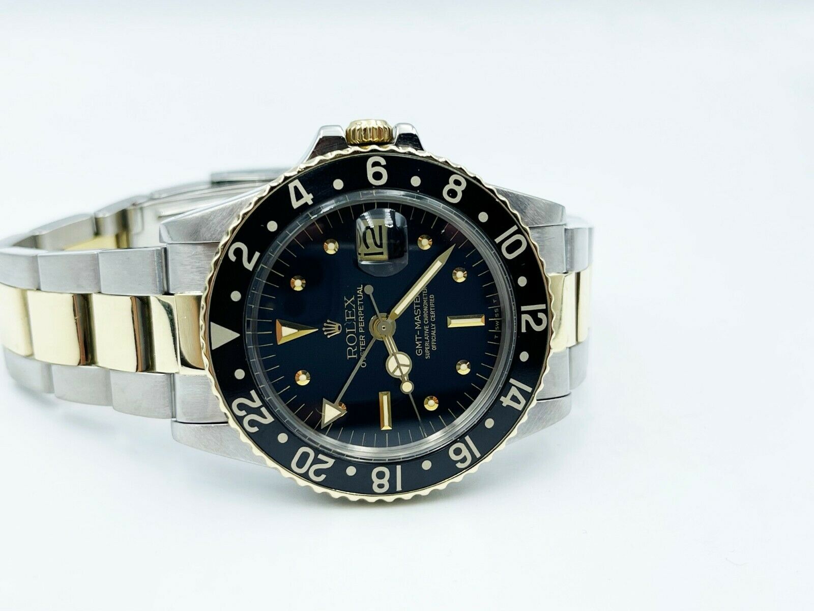 Rolex GMT Master 1675 Black Nipple Dial 14K Gold And Stainless 