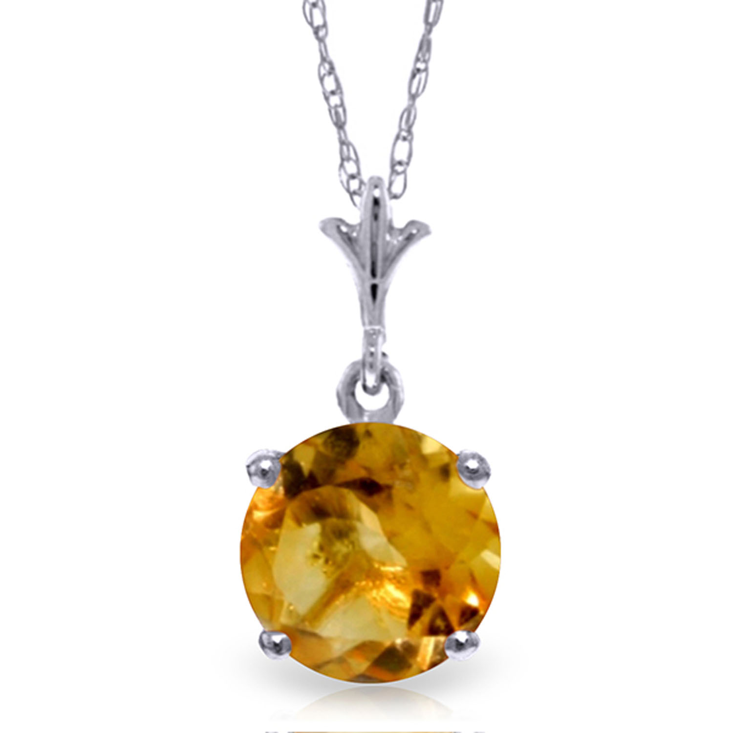 1.15 CTW 14K Solid White Gold Speak To My Heart Citrine Necklace