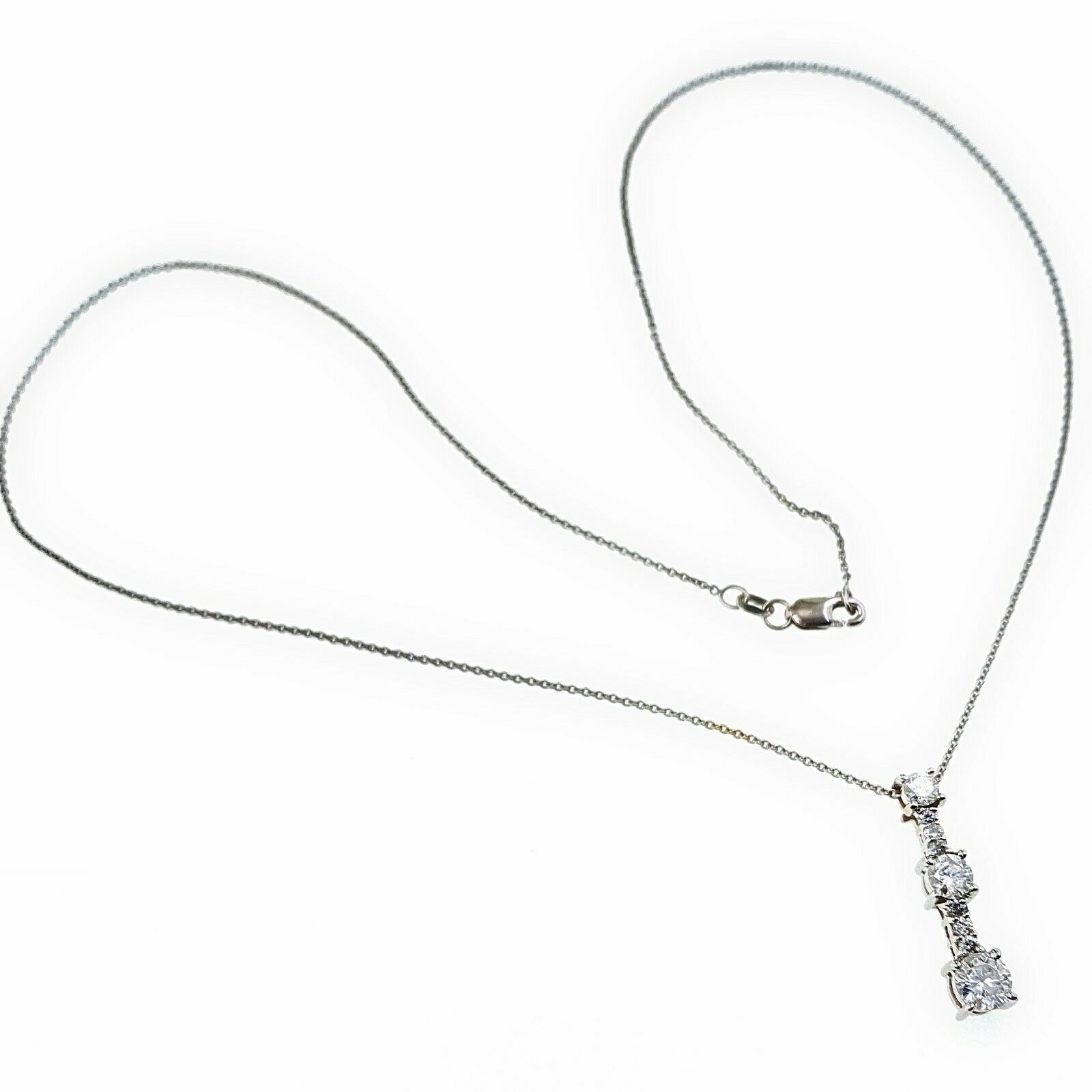 Round Diamond Past Present Future Pendant Necklace 1.00 tcw 18 kt White Gold 