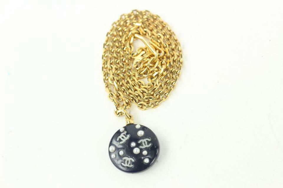 Chanel 05P CC logos  Pearl Black Chain Necklace 26cas624
