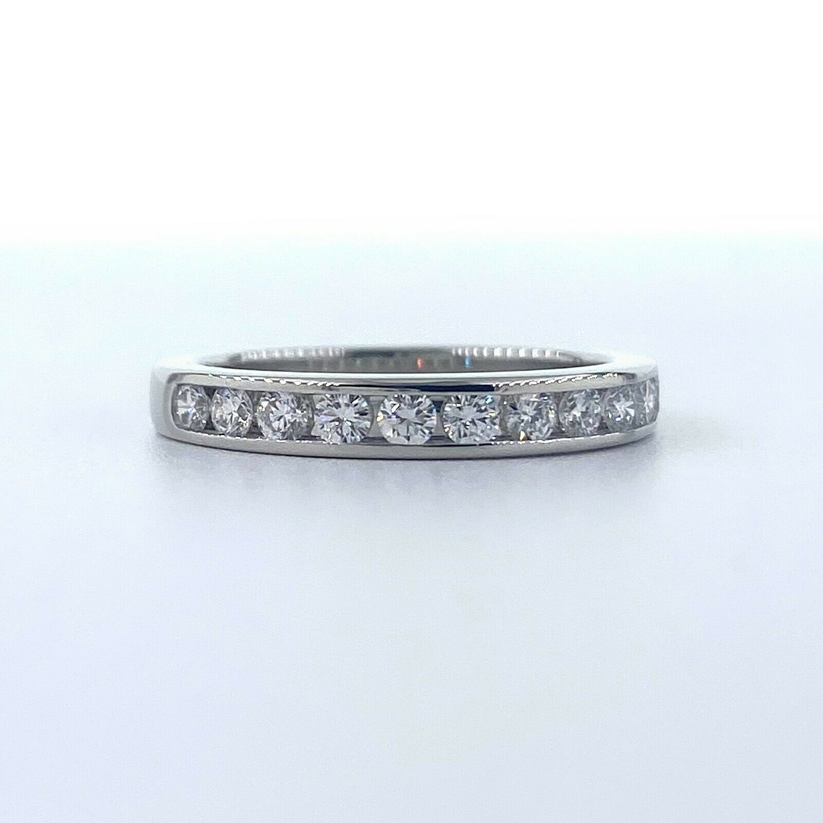 Tiffany  Co Channel Set Round Diamond Half Circle Wedding Band 3 MM Platinum #1