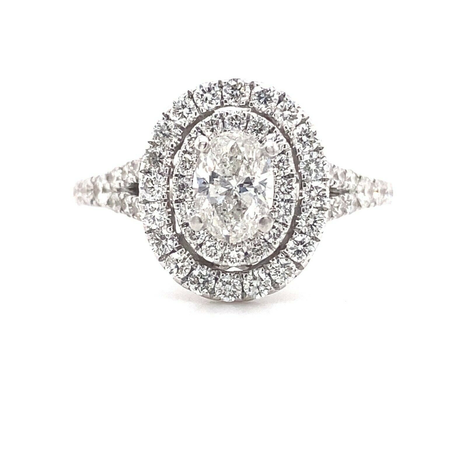 Neil Lane Oval Diamond Double Halo 1.00 tcw Engagement Ring 14kt White Gold