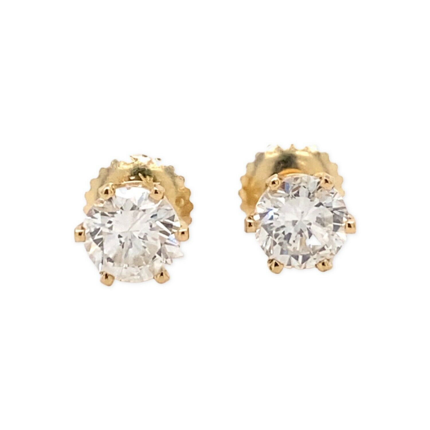 Round Brilliant Diamond 1.00 tcw Stud Earrings in 14kt Yellow Gold