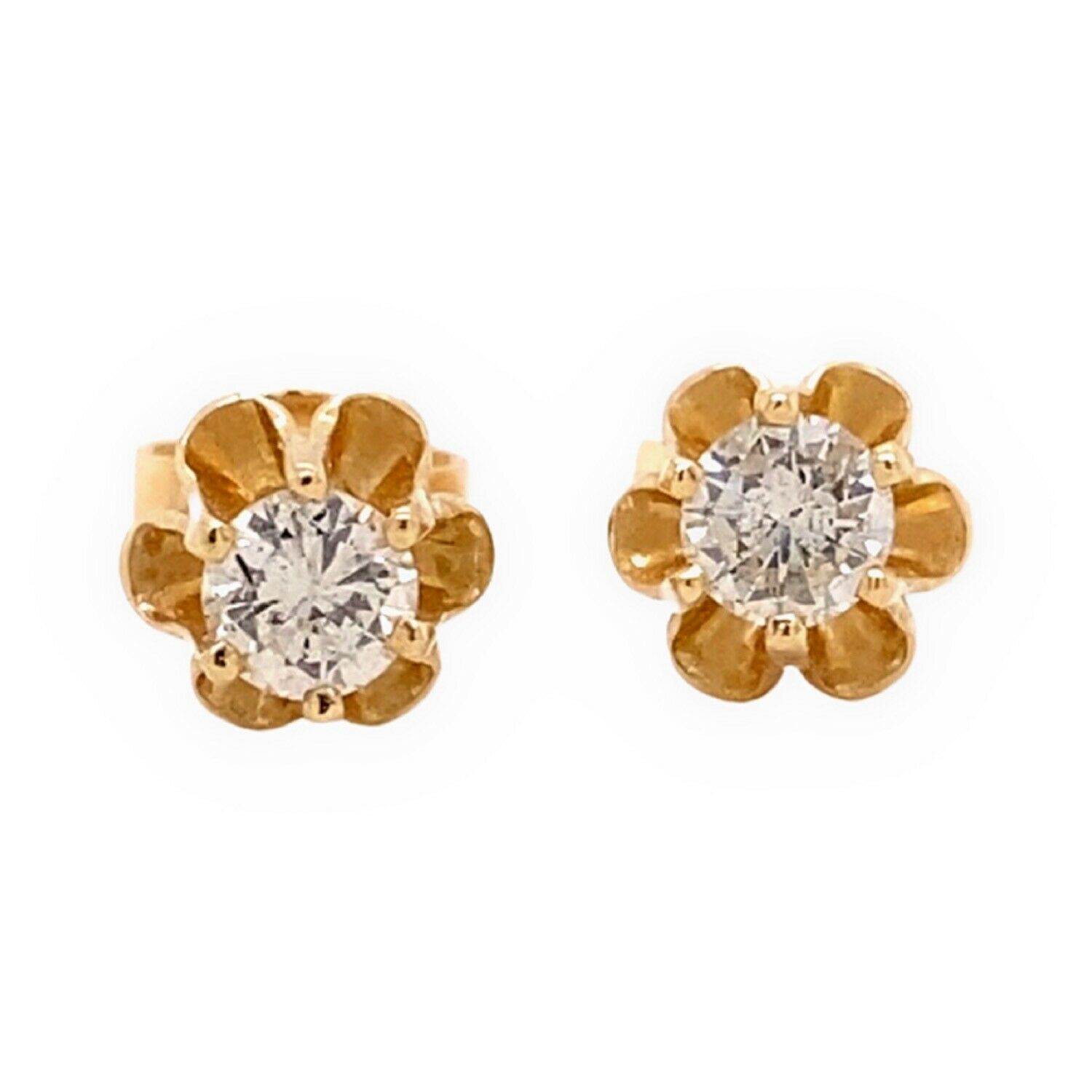 Round Brilliant Diamond 0.50 tcw Stud Earrings in 14kt Yellow Gold