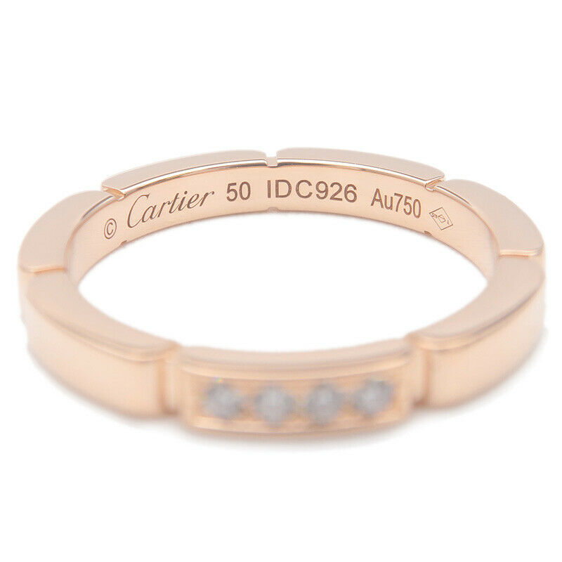 Auth Cartier maillon Panth?re 4P Diamond Ring Rose Gold #50 US5-5.5 Used F/S