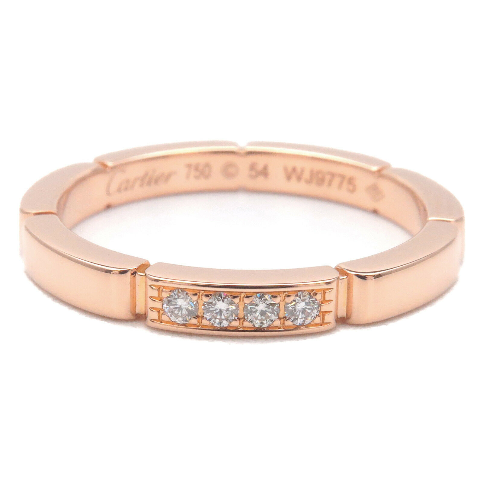 Auth Cartier maillon Panth?re 4P Diamond Ring Rose Gold #54 US6.5-7 Used F/S