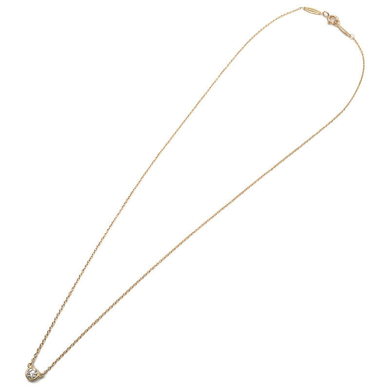 Auth TiffanyCo. By the Yard 1P Diamond Necklace 0.14ct K18 Yellow Gold Used F/S