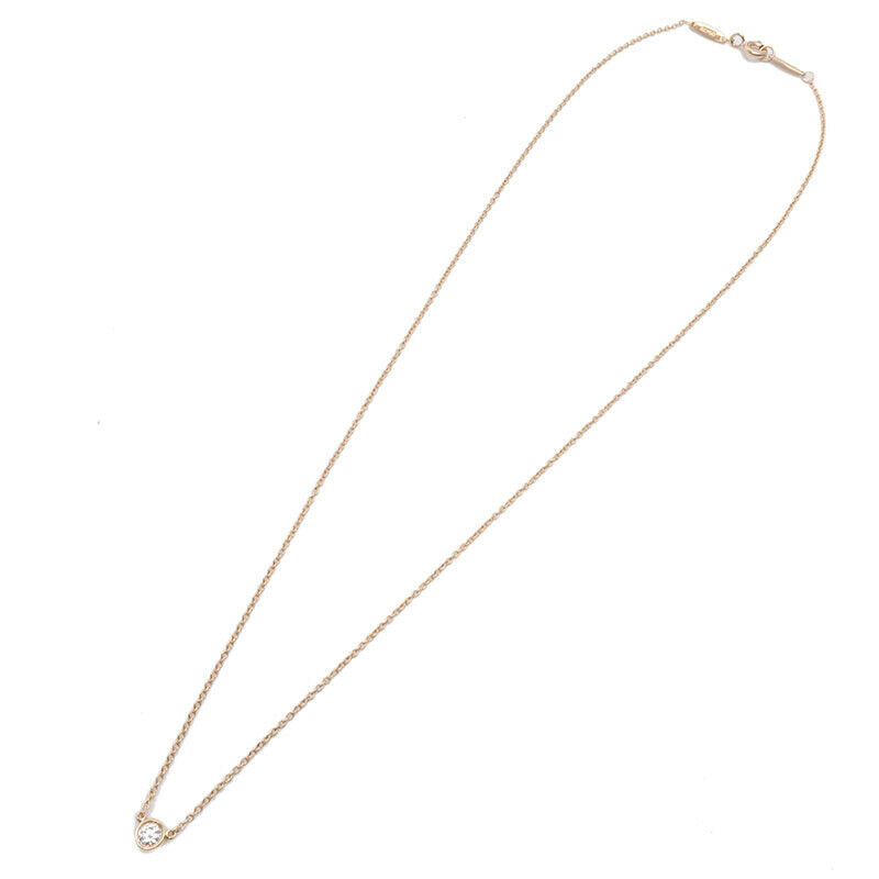 Auth Tiffany&Co. By the Yard 1P Diamond Necklace 0.14ct Yellow Gold Used F/S