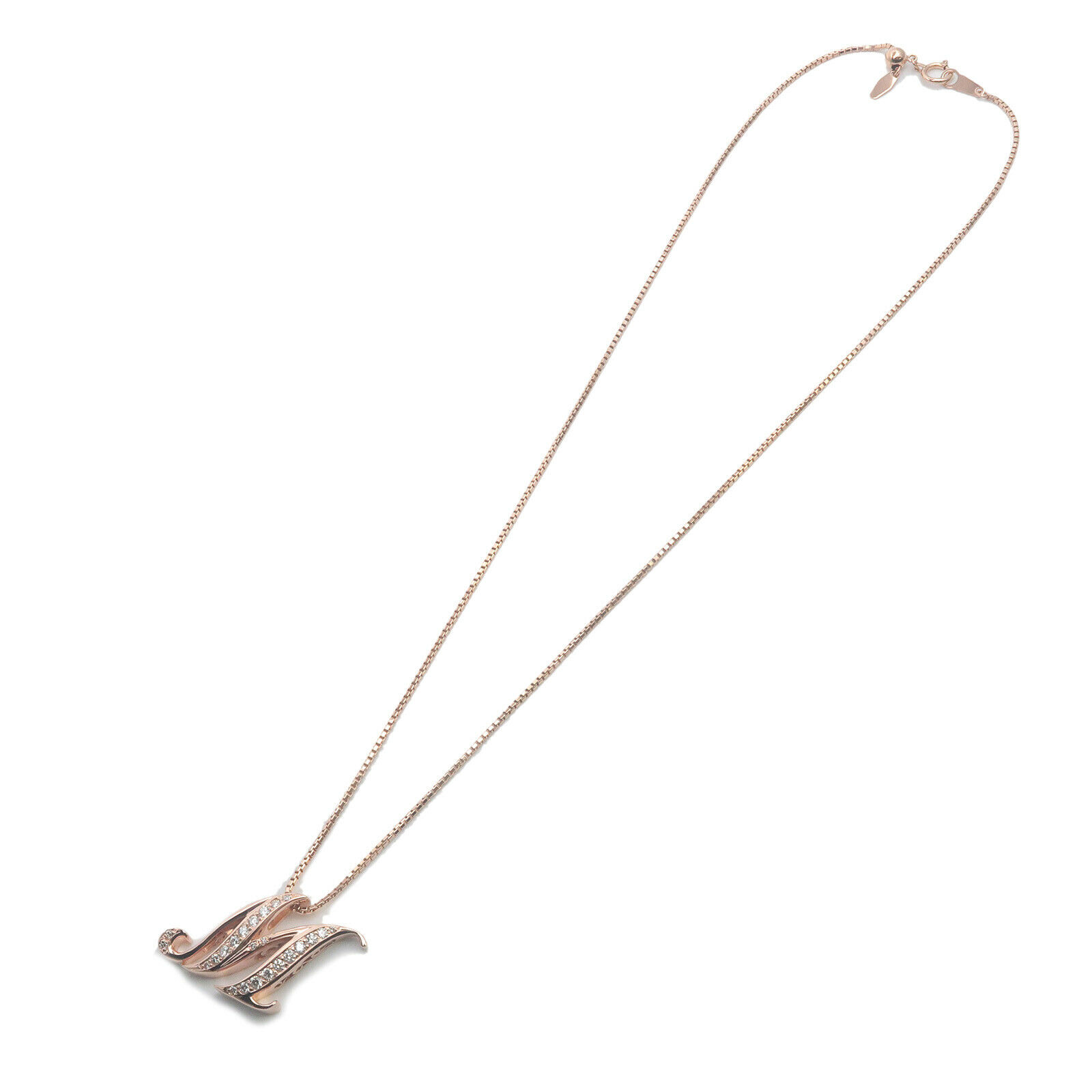 Auth NOMBRE ALPHA Initial "M" Diamond Necklace Small 0.40ct Rose Gold Used F/S