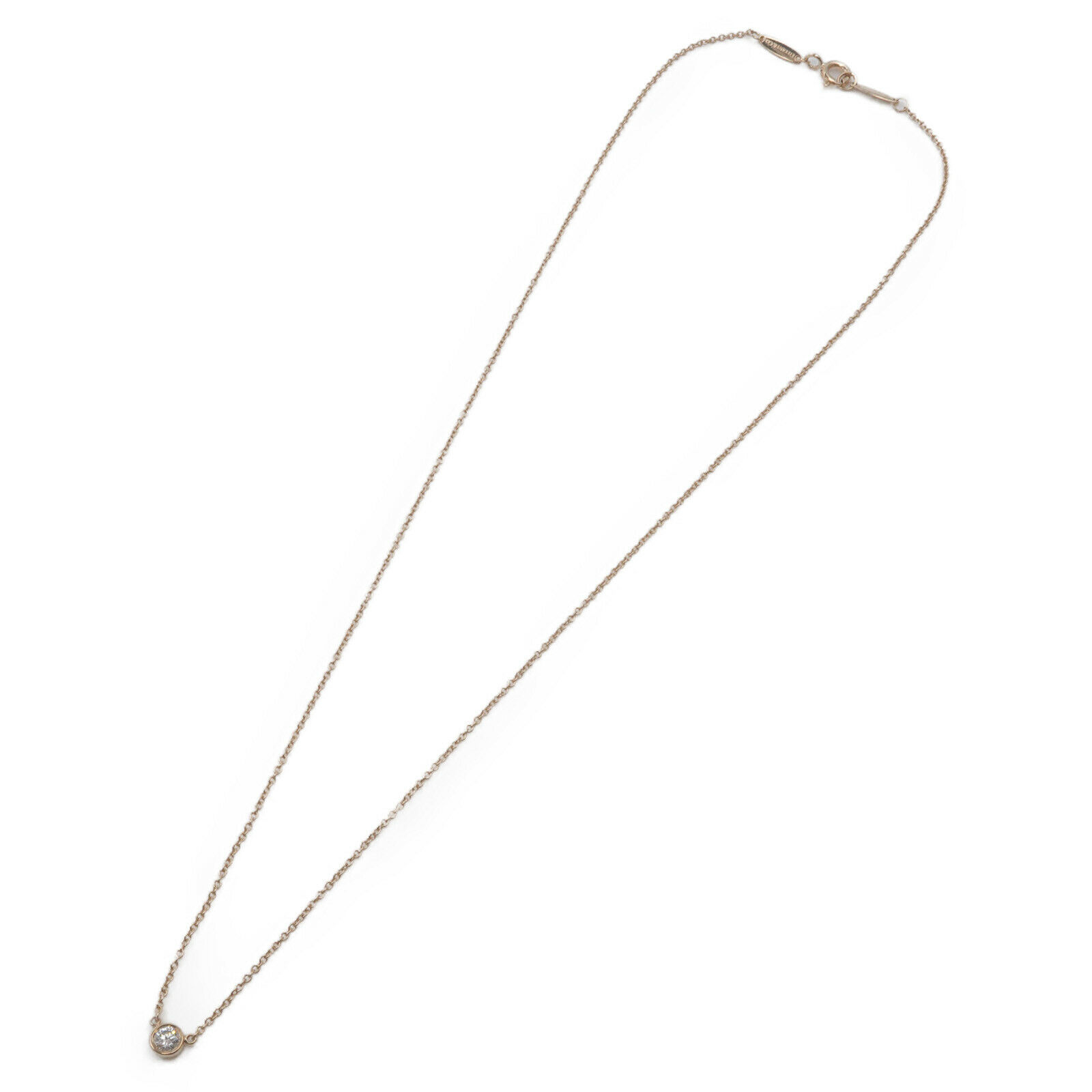 Auth Tiffany&Co. By the Yard 1P Diamond Necklace 0.14ct K18 Yellow Gold Used F/S