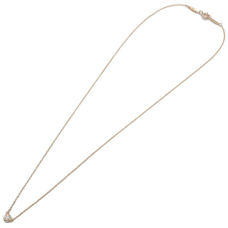 Auth Tiffany&Co. By the Yard 1P Diamond Necklace 0.14ct K18 Yellow Gold Used F/S