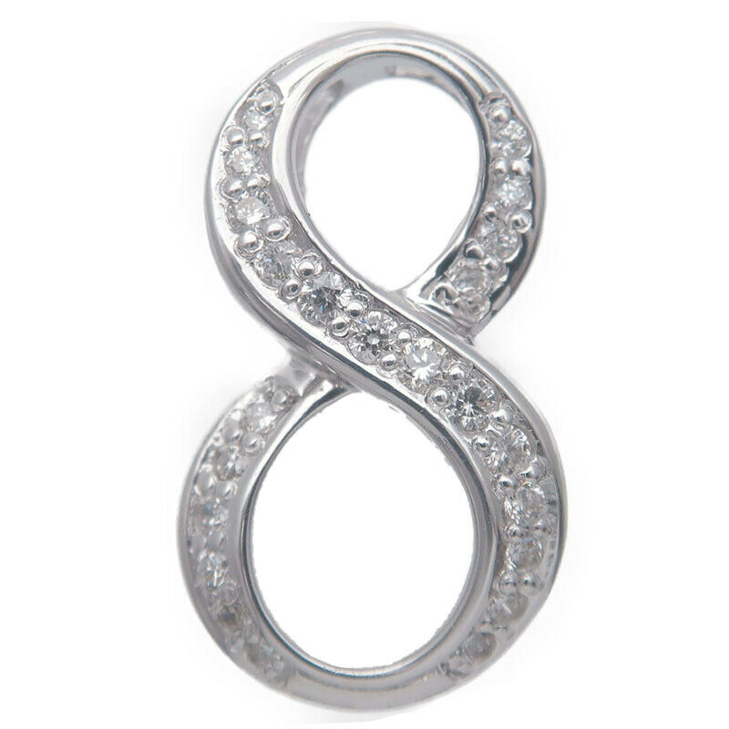 Auth NOMBRE ALPHA Number "8" Diamond Pendamt Charm 0.19ct White Gold Used F/S