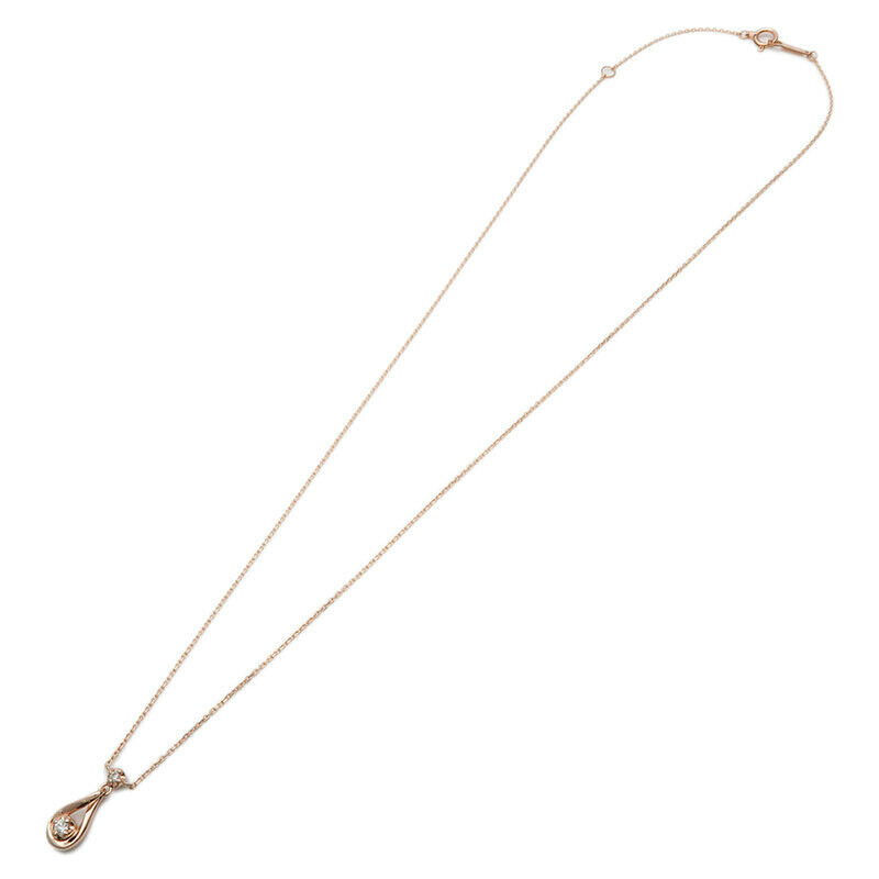 Authentic 4 ℃ 2P Diamond Necklace Pendant K18PG 750PG Rose Gold Used F/S