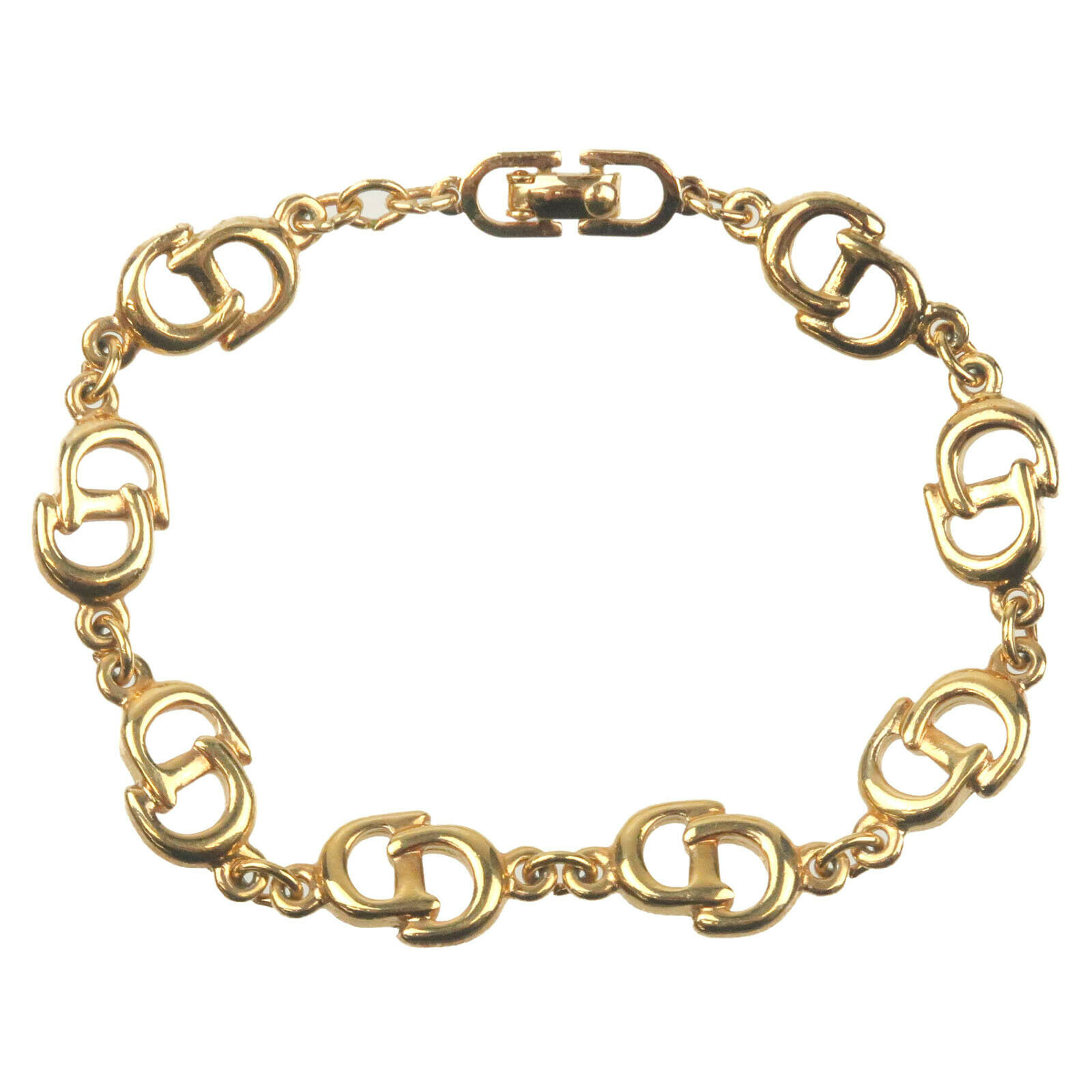 Authentic Christian Dior CD Logo Bracelet Gold Used F/S