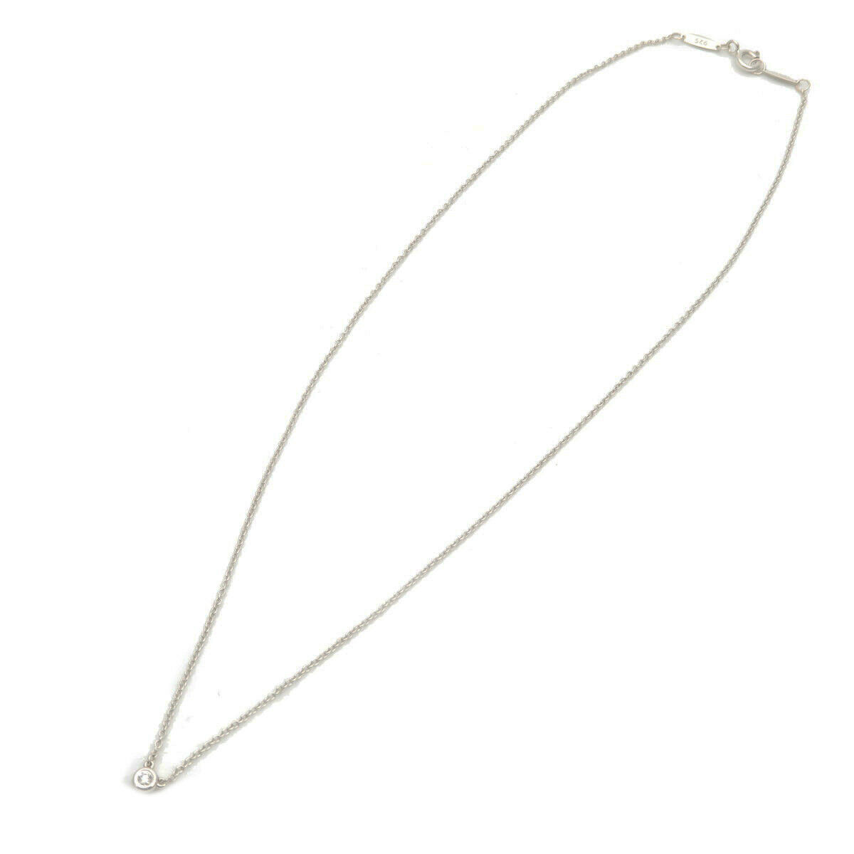 Auth Tiffany&Co. By the Yard 1P Diamond Necklace 0.03ct SV925 Silver Used F/S