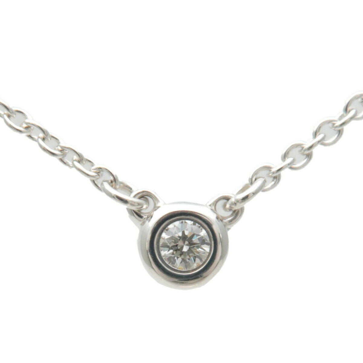 Authentic Tiffany&Co. By The Yard 1P Diamond Necklace 0.03ct Silver Used F/S