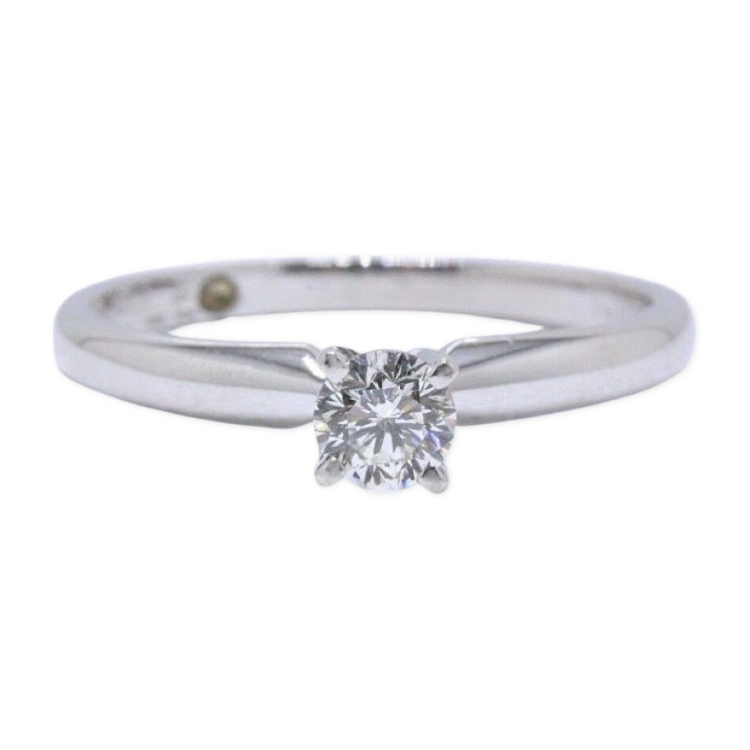 Leo Diamond Solitaire Engagement Ring Round 0.30 cts I VVS2 14k White Gold