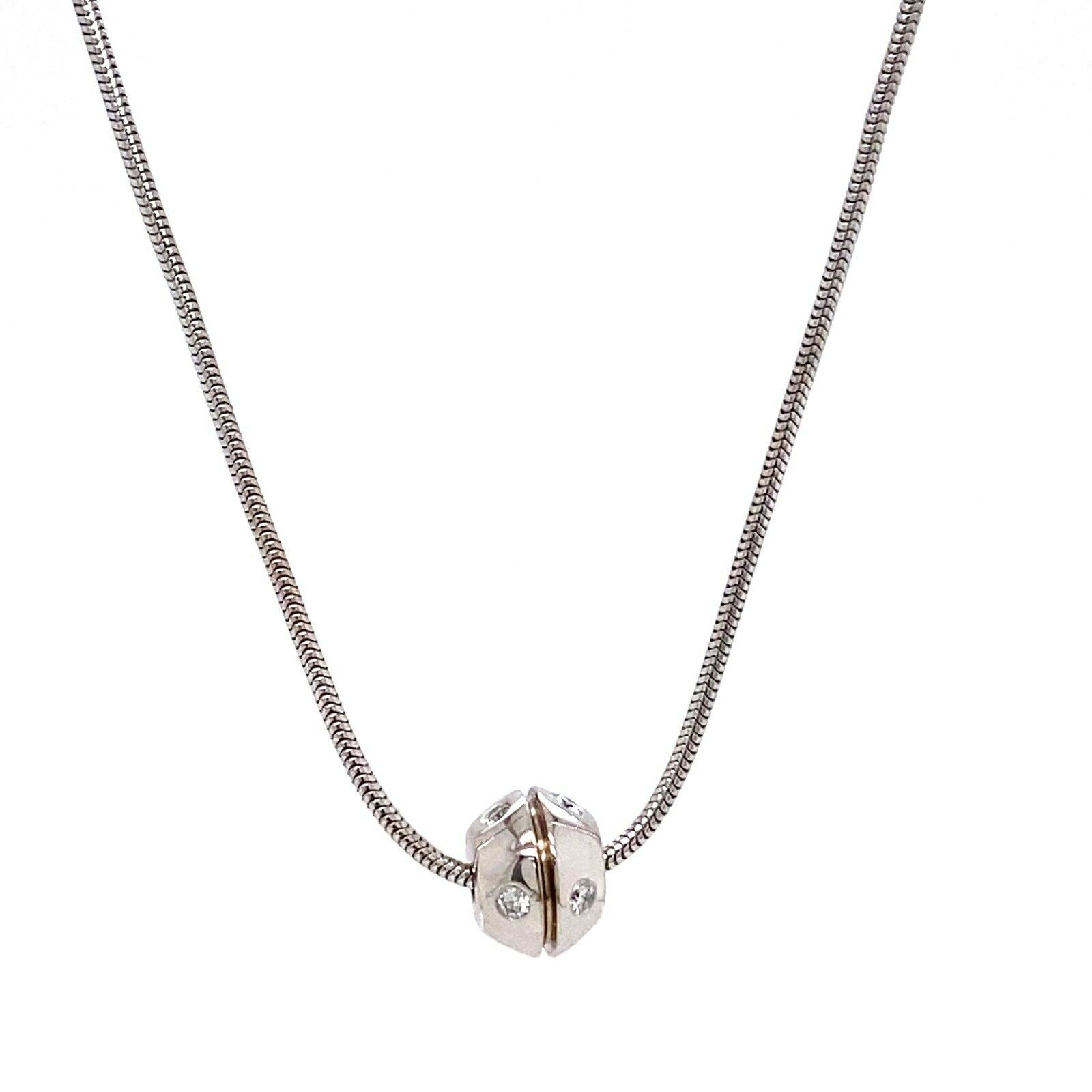 Tiffany & Co ETOILE Diamond Rotating Ball Pendant Necklace 18kt White Gold