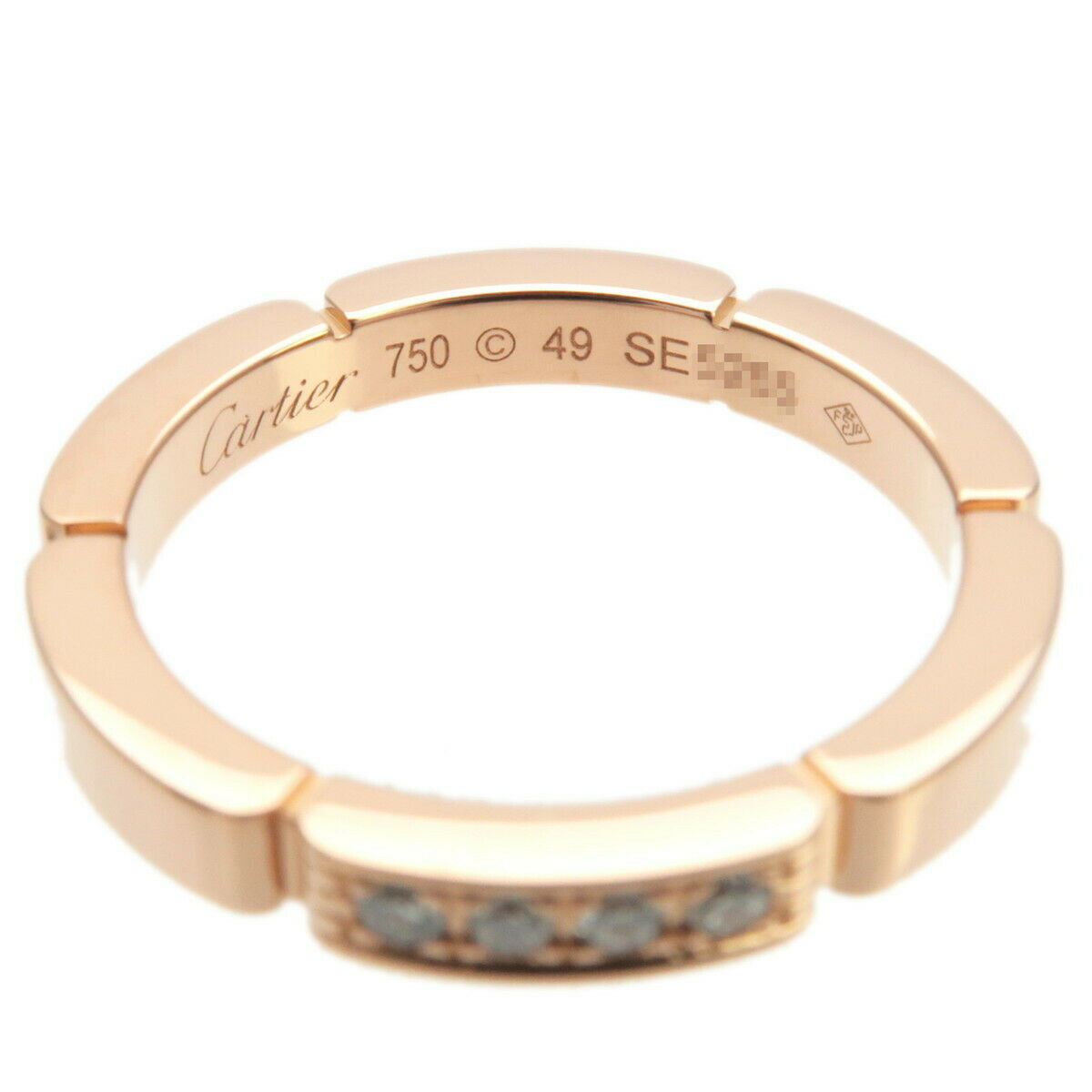 Authentic Cartier maillon Panthère 4P Diamond Ring Rose Gold #49 US5 Used F/S