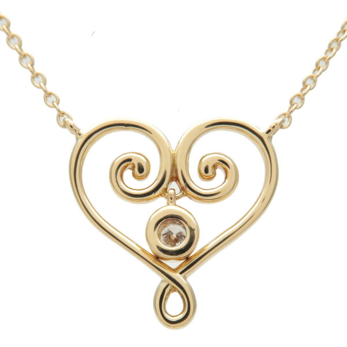 Auth TiffanyCo. Venetia Goldoni Heart 1P Diamond Neckalce Yellow Gold Used F/S