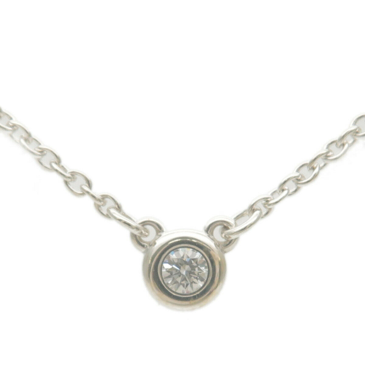 Auth TiffanyCo. By the Yard 1P Diamond Necklace 0.03ct SV925 Silver Used F/S