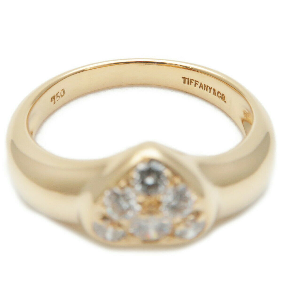 Auth TiffanyCo. Return Heart Pave 6P Diamond Ring K18 750 Yellow Gold Used F/S