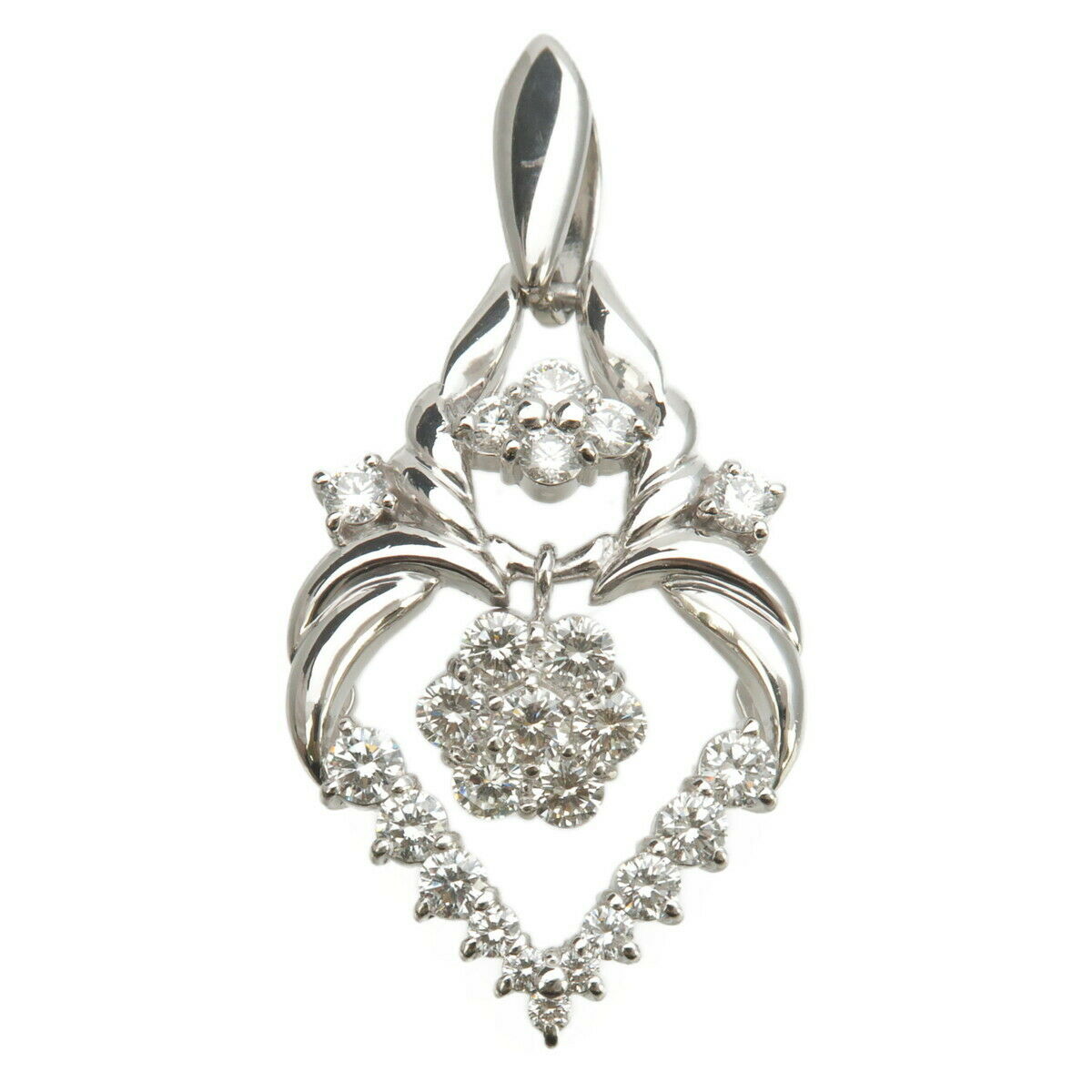 Authentic Diamond Pendant Charm Top 1.50ct PT Platinum Used F/S
