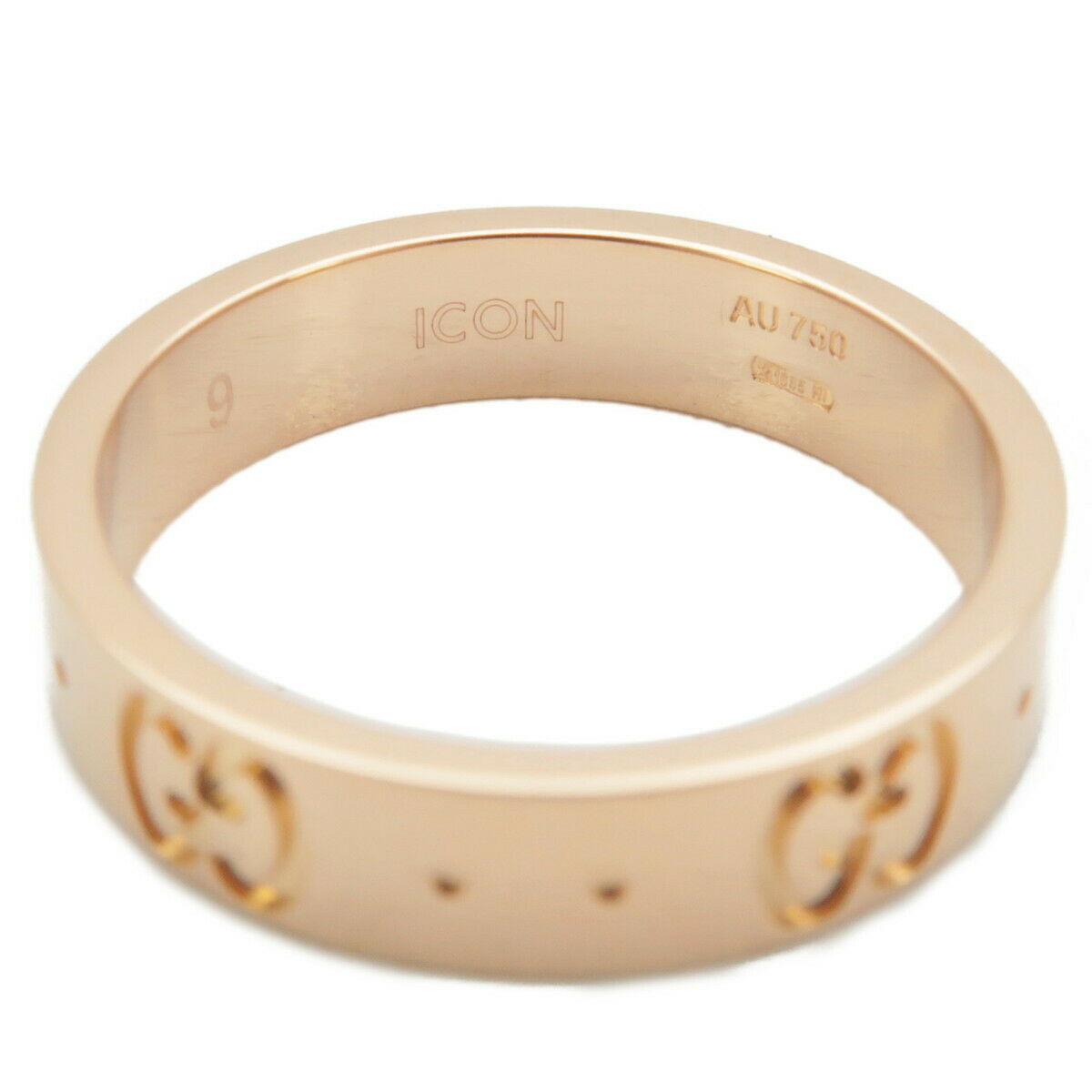 Authentic GUCCI ICON Ring K18 PG 750 Rose Gold #9 US4.5-5.0 HK10.5