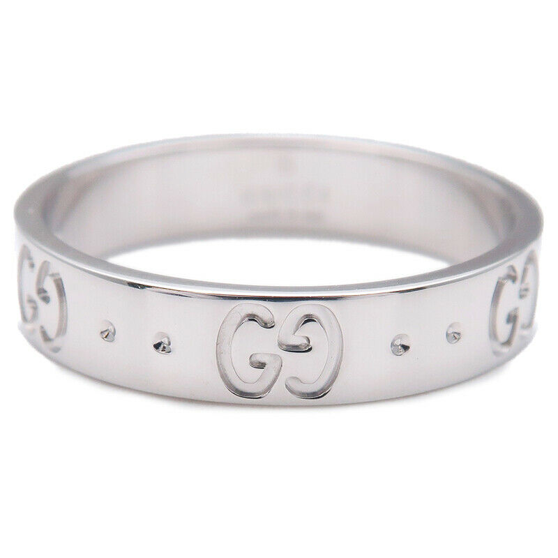 Authentic GUCCI ICON Ring K18 750WG White Gold #13 US6-6.5 HK14 EU53 Used F/S