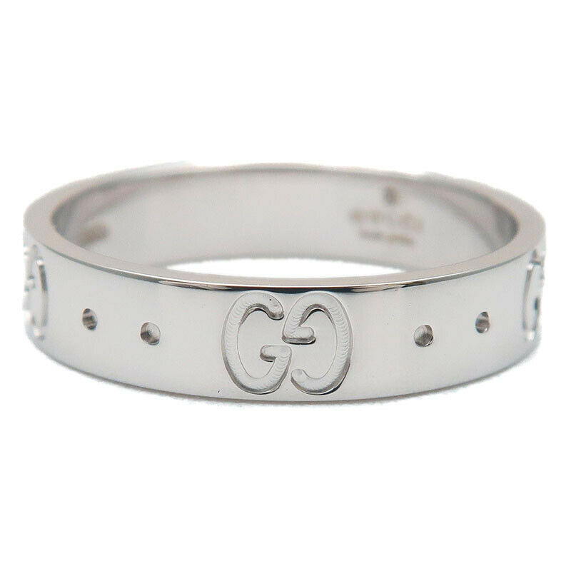 Authentic GUCCI ICON Ring K18 WG 750 White Gold #10 US5.5 HK11.5 EU50 Used F/S