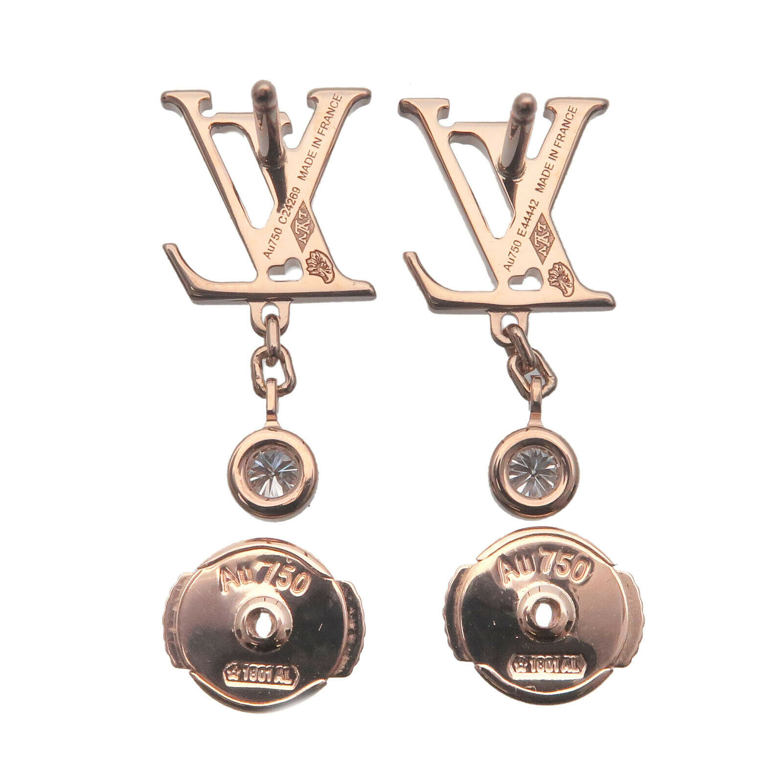 Authentic Louis Vuitton Puce Idylle Blossom Earrings Rose Gold Q96549 Used F/S