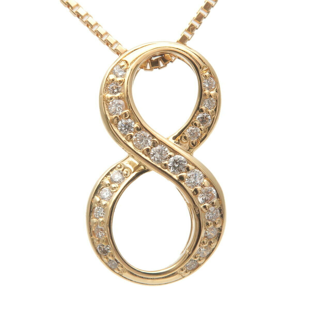 Authentic NOMBRE ALPHA Number "8" Diamond Necklace 0.19ct Yellow Gold Used F/S