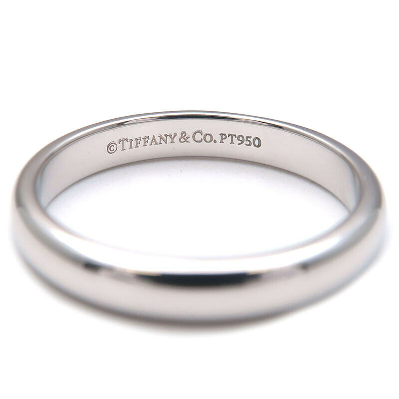 Authentic TiffanyCo. Classic Band Ring 950 Platinum US6-6.5 HK14 EU53 Used F/S
