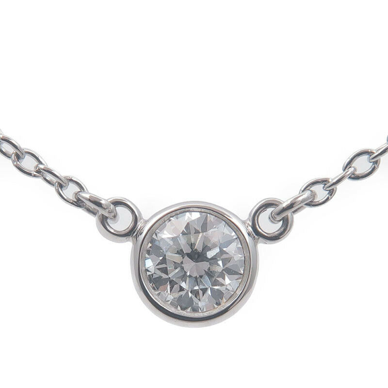 Authentic TiffanyCo. By the Yard 1P Diamond Necklace 0.14ct Platinum Used F/S