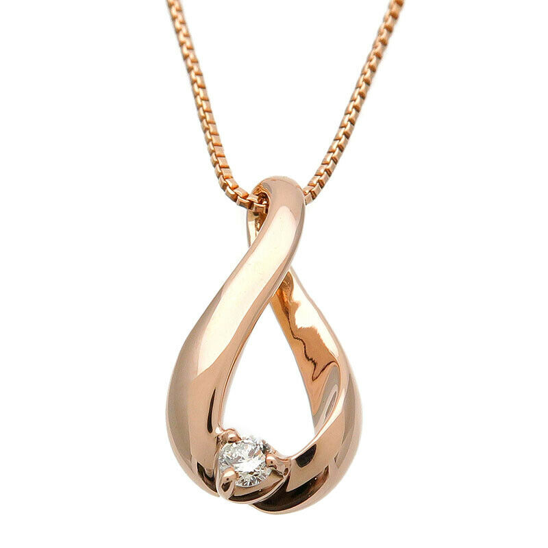 Authentic VENDOME AOYAMA 1P Diamond Nacklace Pendant K18 750 Rose Gold Used F/S