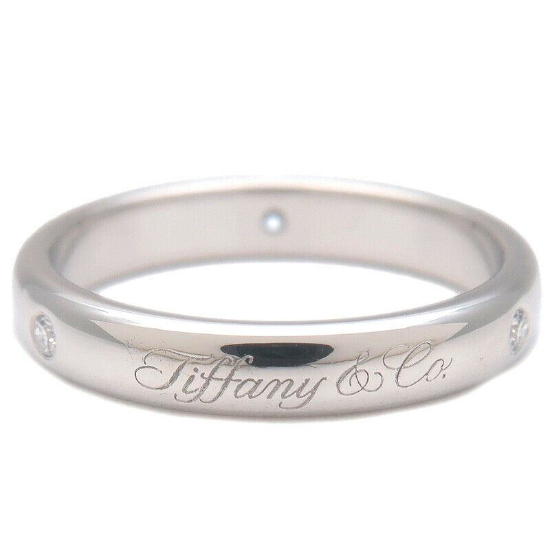 Authentic TiffanyCo. Notes Lucida 3P Diamond Ring Platinum US4.5 EU48 Used F/S